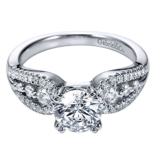 Engagement Ring 14k White Gold Diamond Straight