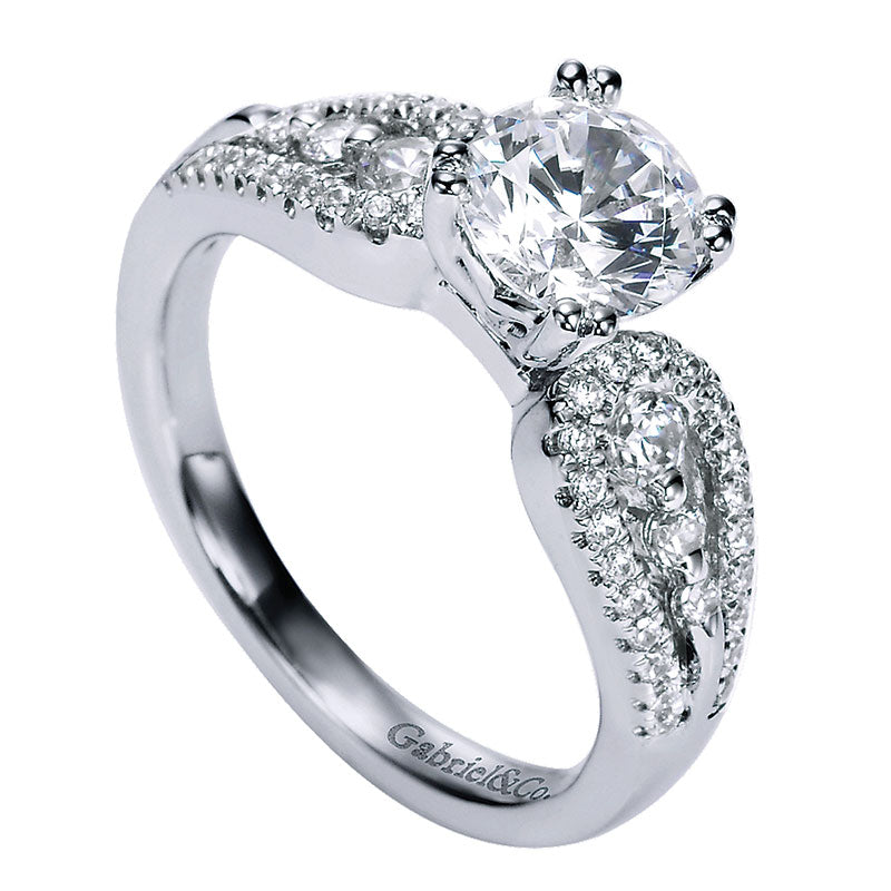 Engagement Ring 14k White Gold Diamond Straight