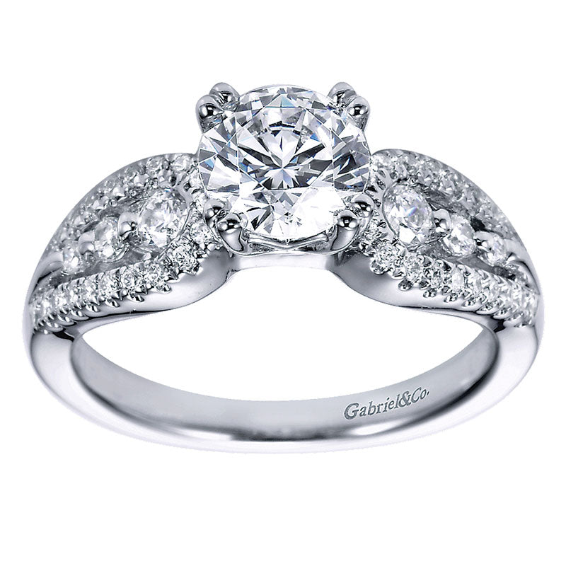 Engagement Ring 14k White Gold Diamond Straight