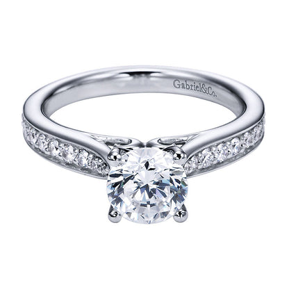 Engagement Ring 14k White Gold Diamond Straight