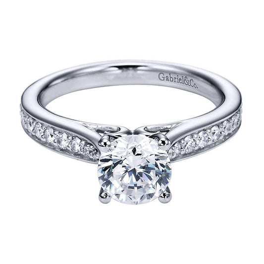 Engagement Ring 14k White Gold Diamond Straight