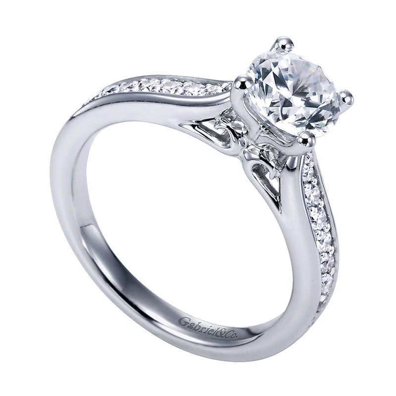 Engagement Ring 14k White Gold Diamond Straight