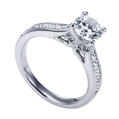 Engagement Ring 14k White Gold Diamond Straight