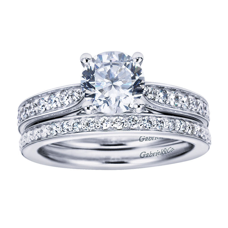 Engagement Ring 14k White Gold Diamond Straight