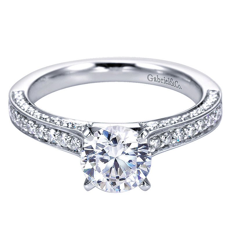 Engagement Ring 14k White Gold Diamond Straight