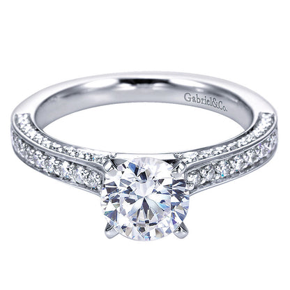 Engagement Ring 14k White Gold Diamond Straight