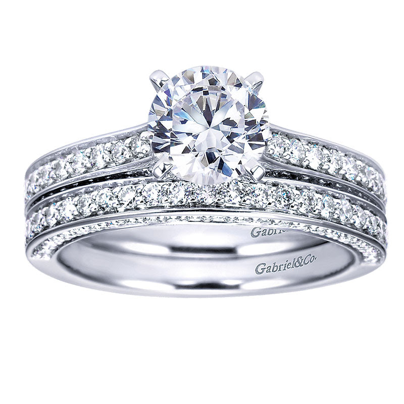 Engagement Ring 14k White Gold Diamond Straight