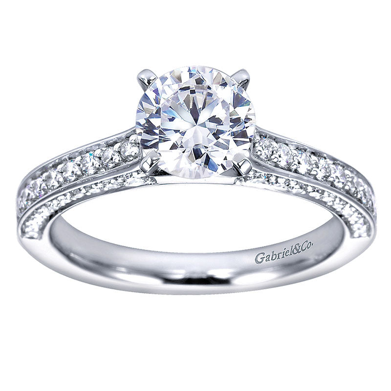 Engagement Ring 14k White Gold Diamond Straight