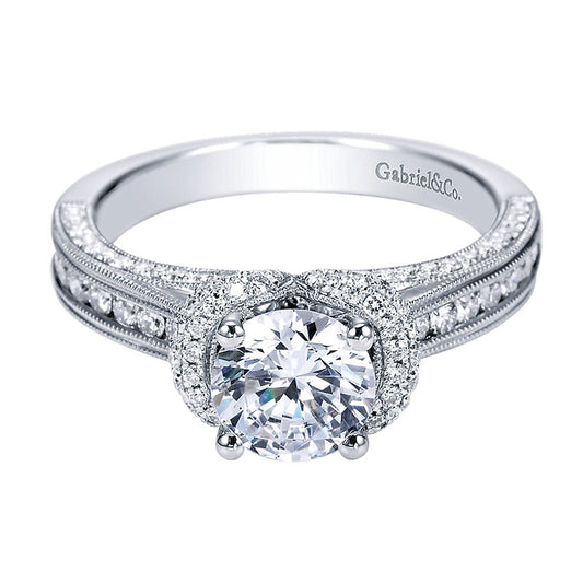 Engagement Ring 14k White Gold Diamond Straight
