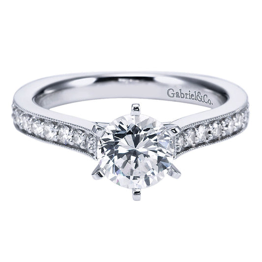 Engagement Ring 14k White Gold Diamond Straight