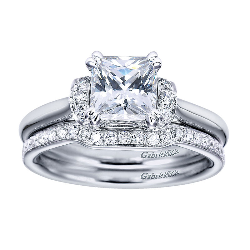 Engagement Ring 14k White Gold Diamond Straight