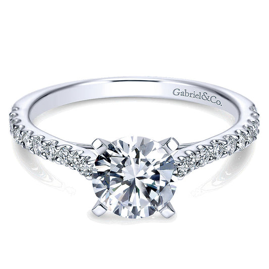 Engagement Ring 14k White Gold Diamond Straight