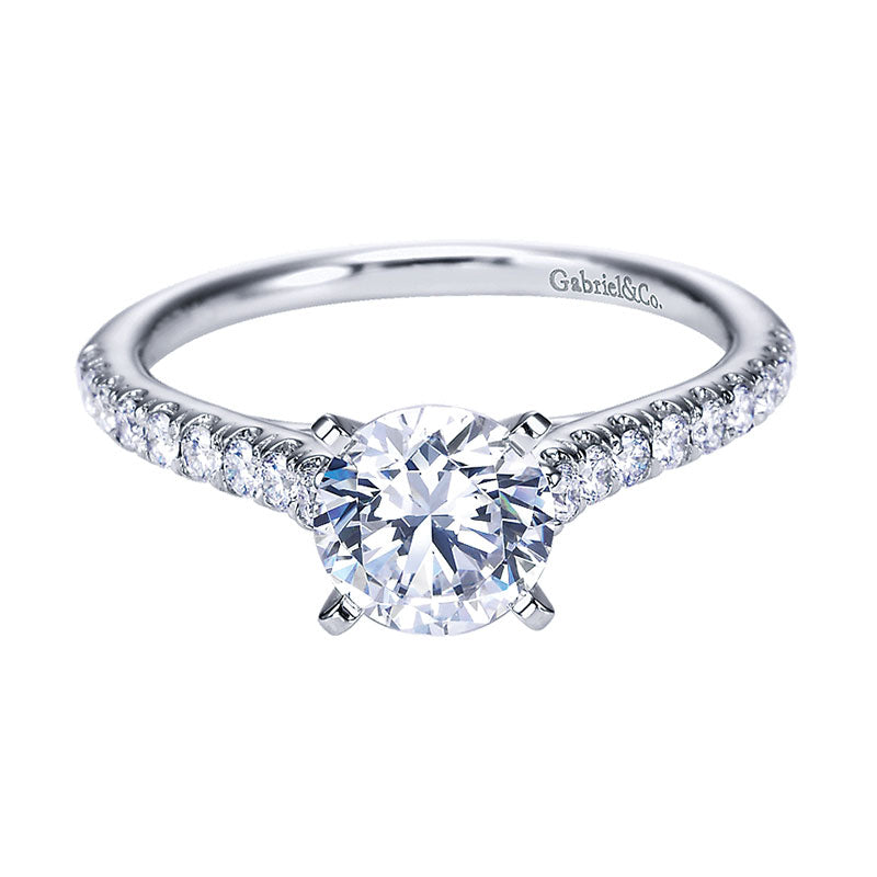 Engagement Ring 14k White Gold Diamond Straight