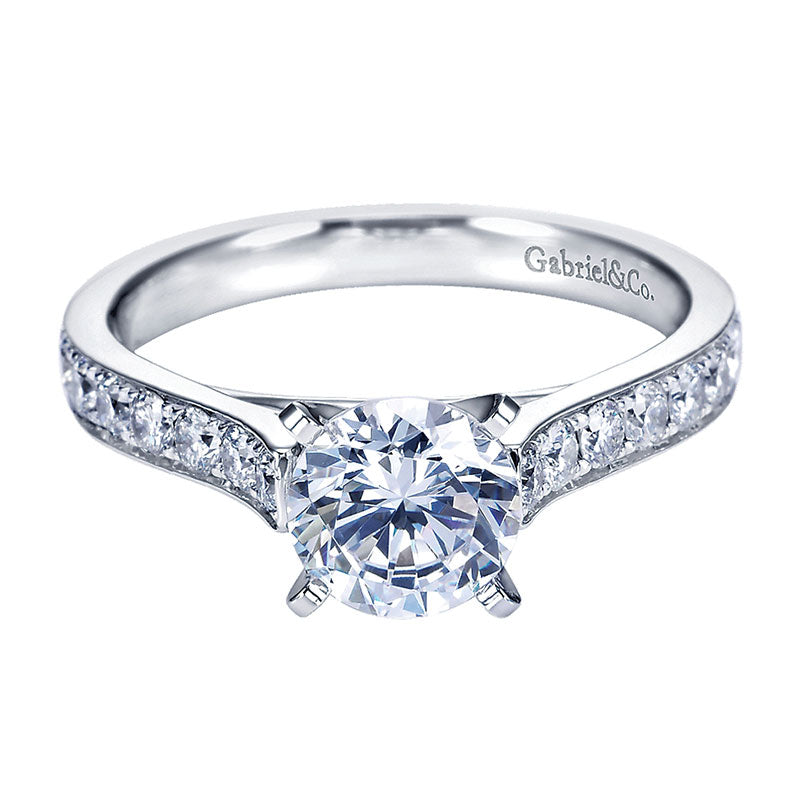 14K White Gold Diamond Straight 14K White Gold Engagement Ring ER7445W44Jj