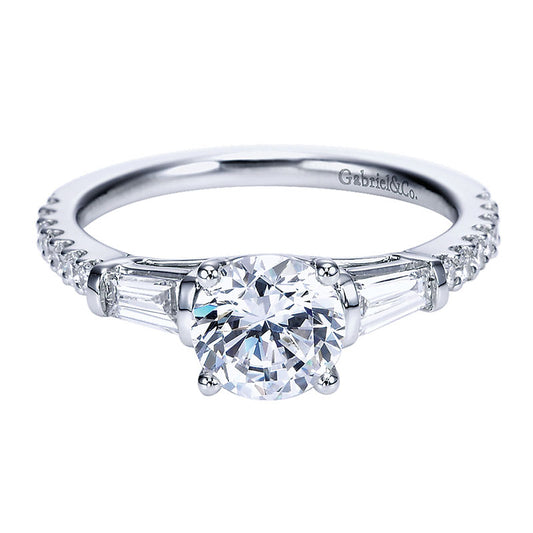 Engagement Ring 14k White Gold Diamond Straight