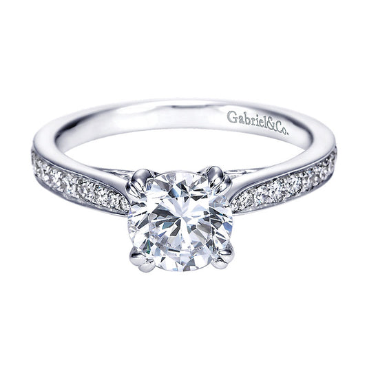 Engagement Ring 14k White Gold Diamond Straight