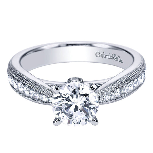 Engagement Ring 14k White Gold Diamond Straight