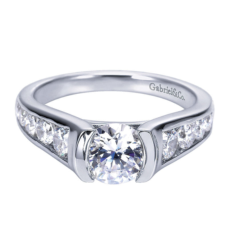 Engagement Ring 14k White Gold Diamond Straight