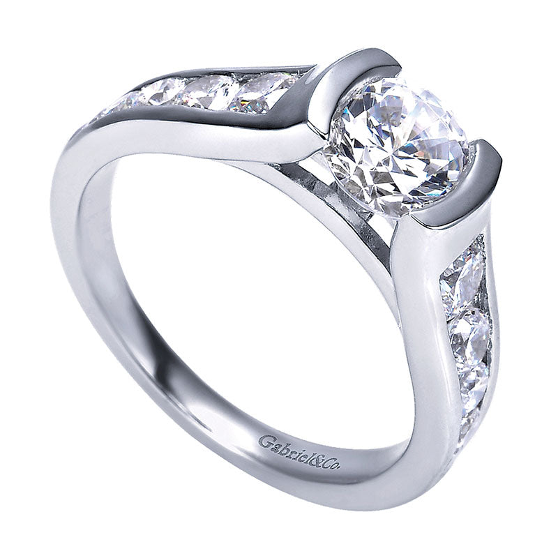Engagement Ring 14k White Gold Diamond Straight