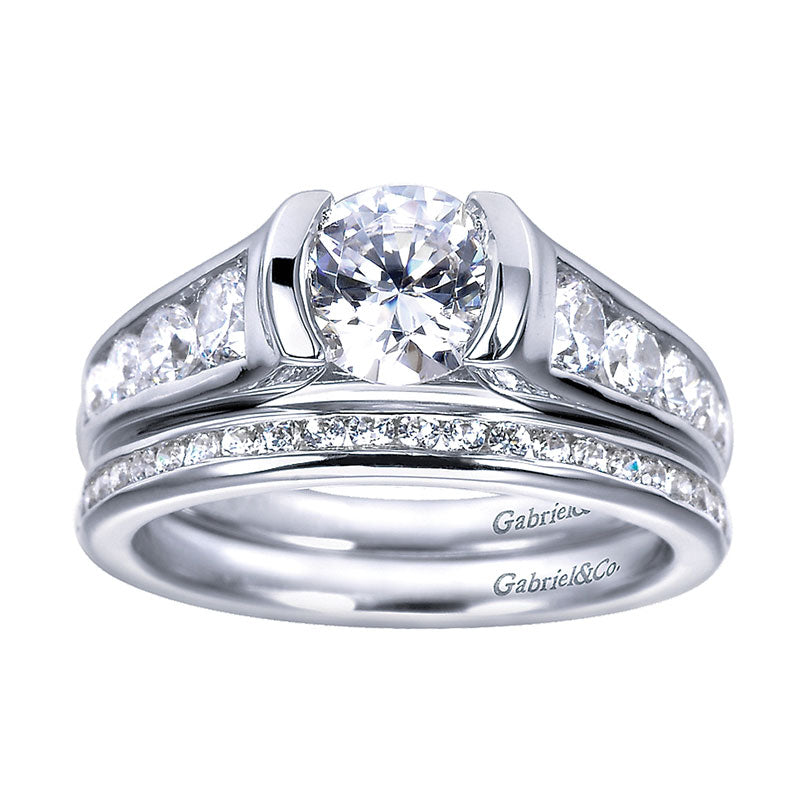 Engagement Ring 14k White Gold Diamond Straight