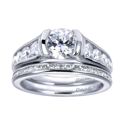 Engagement Ring 14k White Gold Diamond Straight