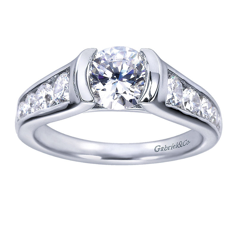Engagement Ring 14k White Gold Diamond Straight