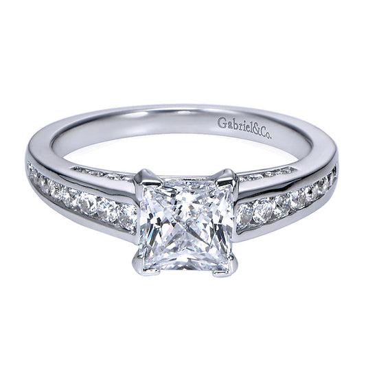 Engagement Ring 14k White Gold Diamond Straight