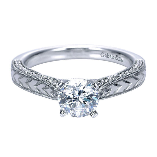 Engagement Ring 14k White Gold Diamond Straight