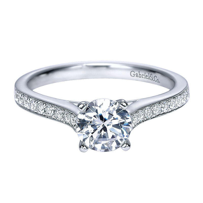 Engagement Ring 14k White Gold Diamond Straight