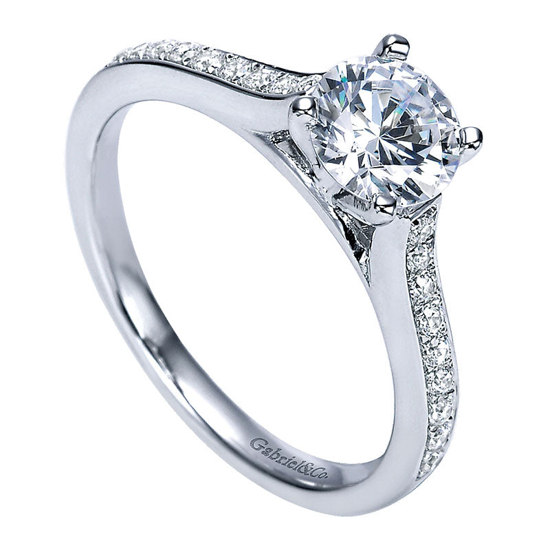 Engagement Ring 14k White Gold Diamond Straight
