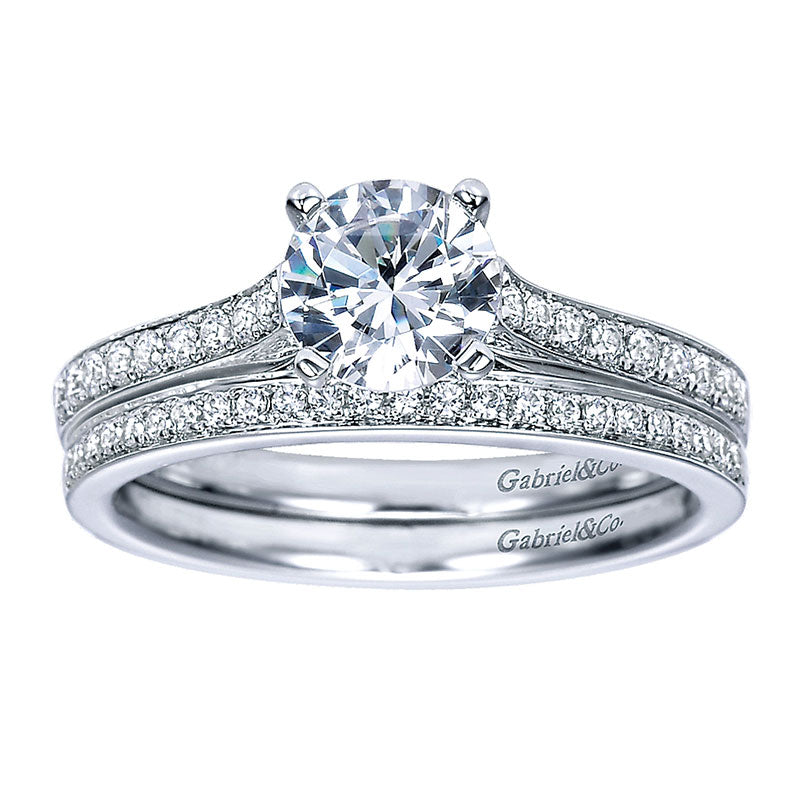 Engagement Ring 14k White Gold Diamond Straight