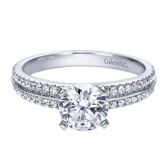 Engagement Ring 14k White Gold Diamond Straight