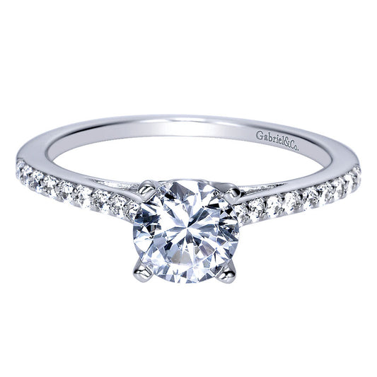Engagement Ring 14k White Gold Diamond Straight