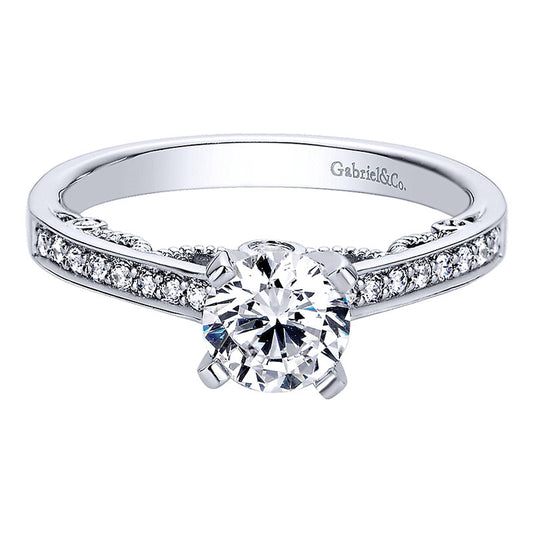 Engagement Ring 14k White Gold Diamond Straight