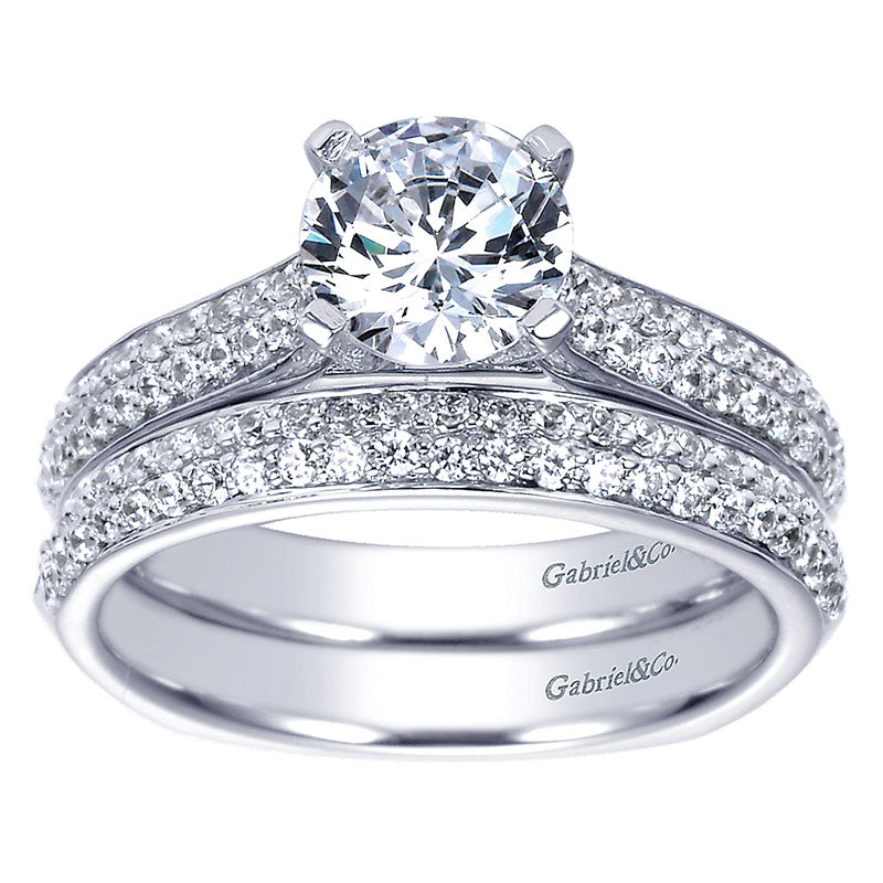 Engagement Ring 14k White Gold Diamond Straight