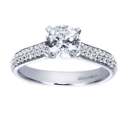 Engagement Ring 14k White Gold Diamond Straight