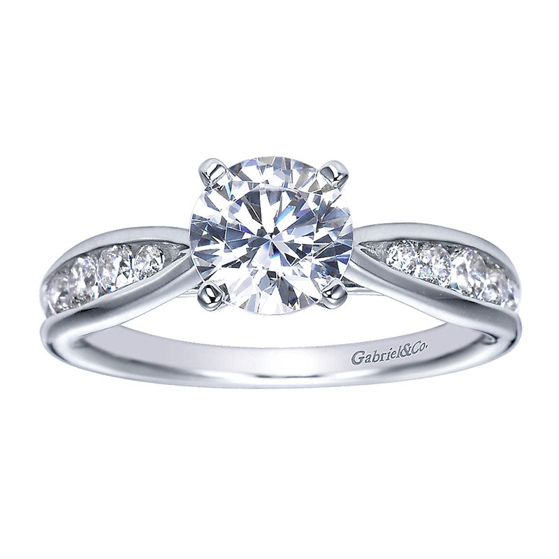 Engagement Ring 14k White Gold Diamond Straight