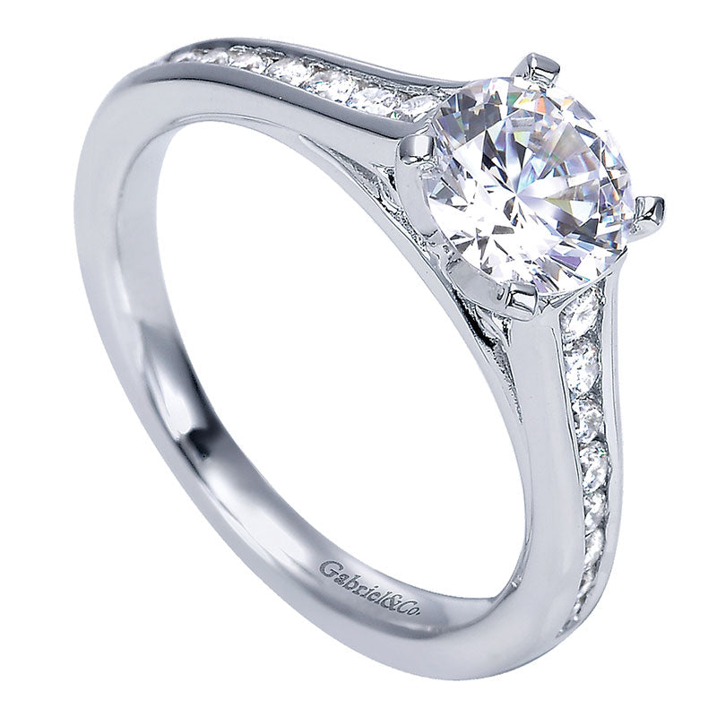 Engagement Ring 14k White Gold Diamond Straight