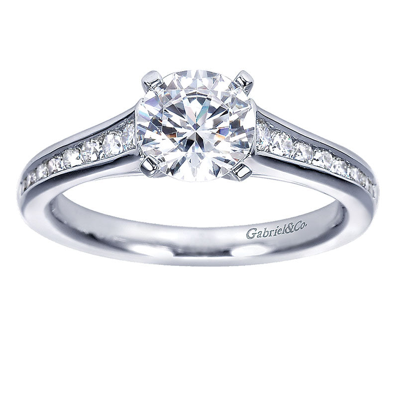 Engagement Ring 14k White Gold Diamond Straight