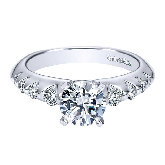 Engagement Ring 14k White Gold Diamond Straight