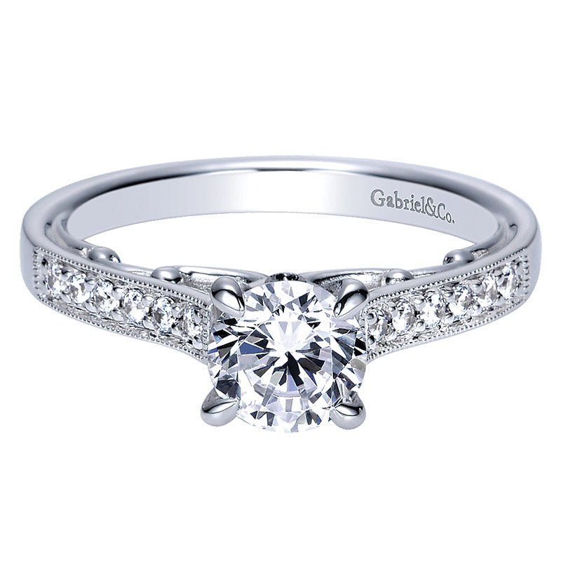 Engagement Ring 14k White Gold Diamond Straight