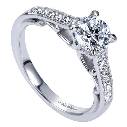 Engagement Ring 14k White Gold Diamond Straight