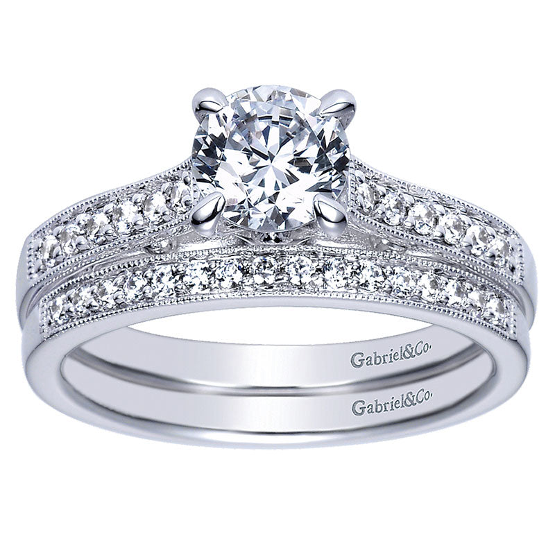 Engagement Ring 14k White Gold Diamond Straight