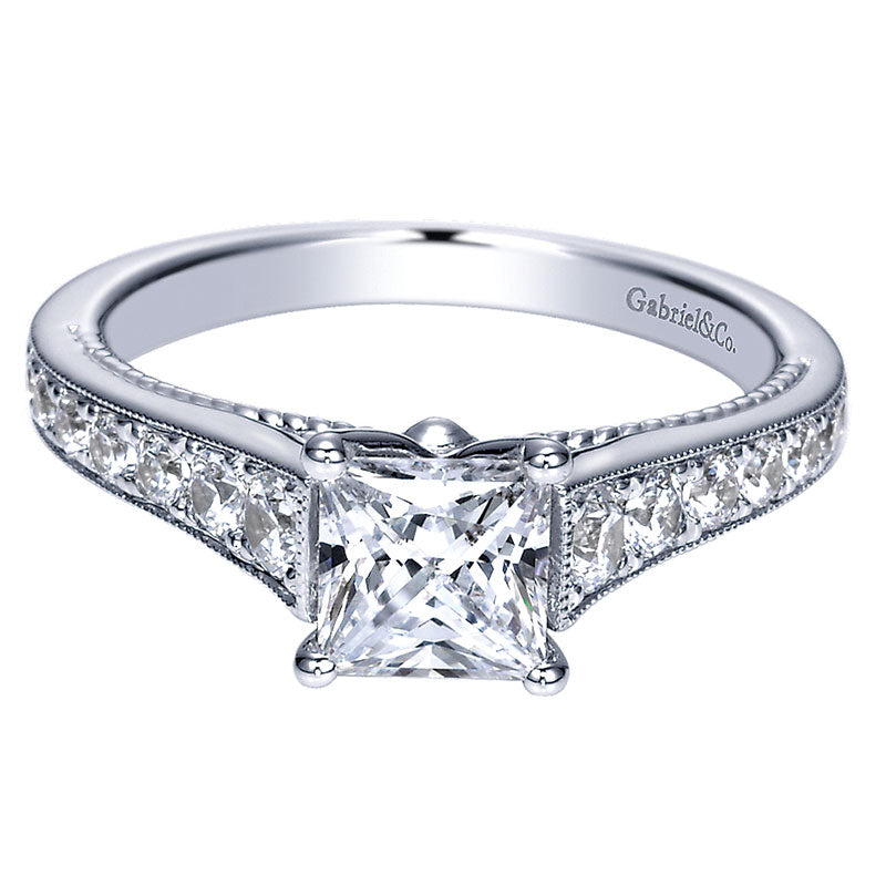 Engagement Ring 14k White Gold Diamond Straight