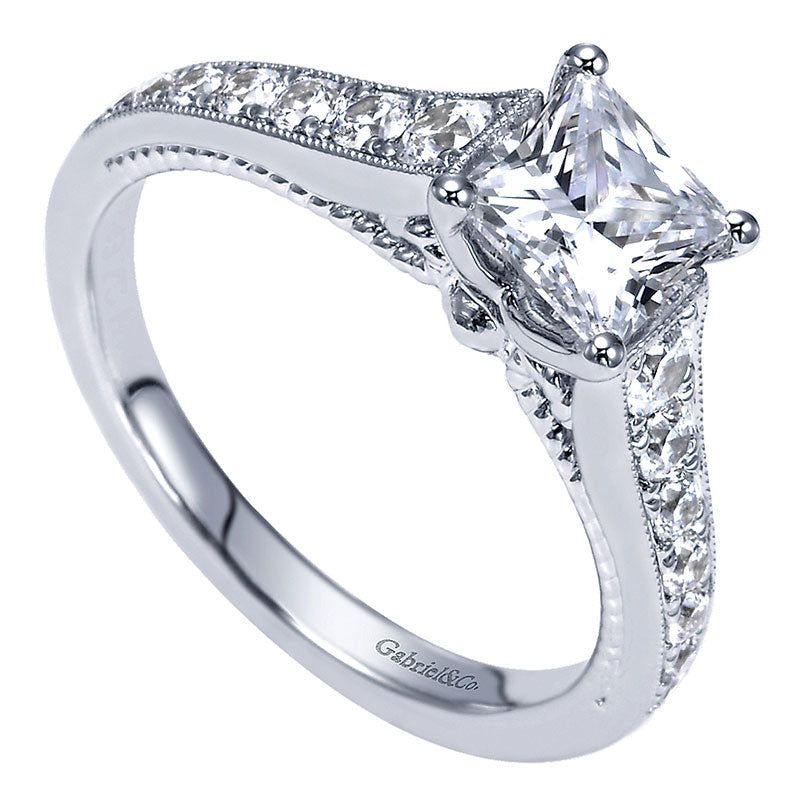 Engagement Ring 14k White Gold Diamond Straight
