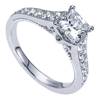 Engagement Ring 14k White Gold Diamond Straight