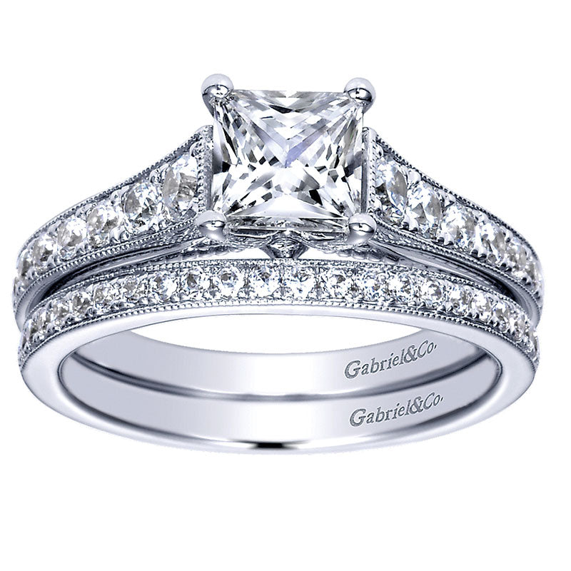 Engagement Ring 14k White Gold Diamond Straight