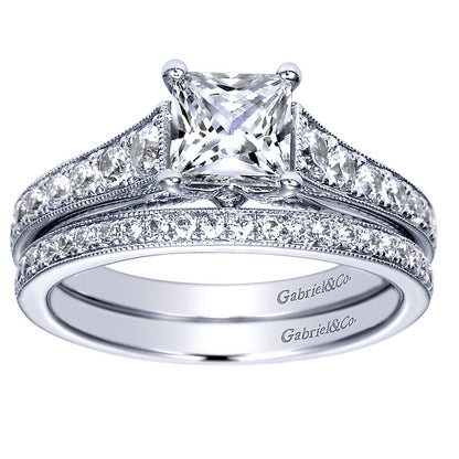 Engagement Ring 14k White Gold Diamond Straight