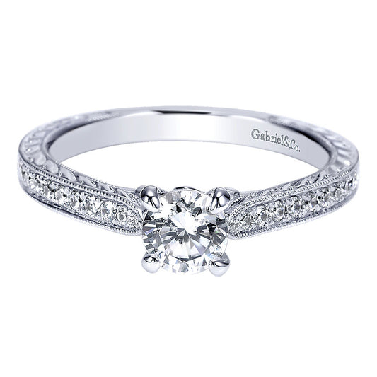 Engagement Ring 14k White Gold Diamond Straight