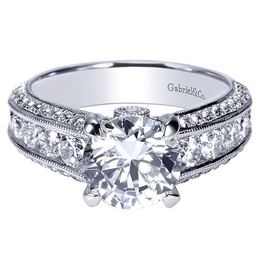 14K White Gold Diamond Straight 14K White Gold Engagement Ring ER8747W44Jj